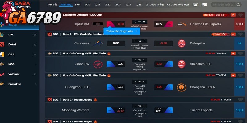 ESports GA6789 - Nơi anh em game thủ sống trọn với đam mê 2 Sân chơi eSports GA6789 cung cấp tỷ lệ cược rất hợp lý và công bằng
