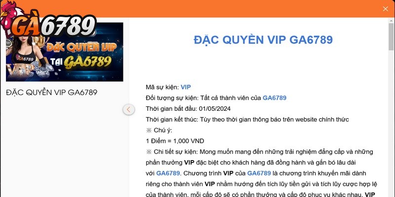 Thưởng hoàn tiền VIP GA6789 hấp dẫn, độc quyền 1 Thưởng hoàn tiền VIP vô cùng hấp dẫn không thể bỏ lỡ